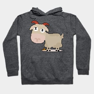 Goat Glee: Pixelated Goat Illustration for Playful Attire Hoodie